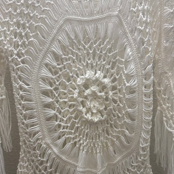 Bohemian Cream Crochet Fringe Cover-Up - Picture 2 of 2